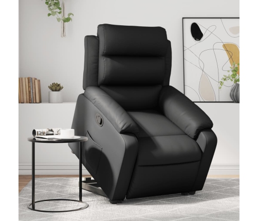 Sillón reclinable elevable cuero artificial negro