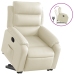 Sillón reclinable elevable cuero artificial color crema