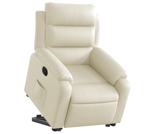 Sillón reclinable elevable cuero artificial color crema