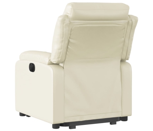 Sillón reclinable elevable cuero artificial color crema