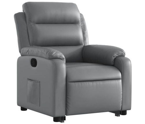 Sillón reclinable elevable cuero artificial gris