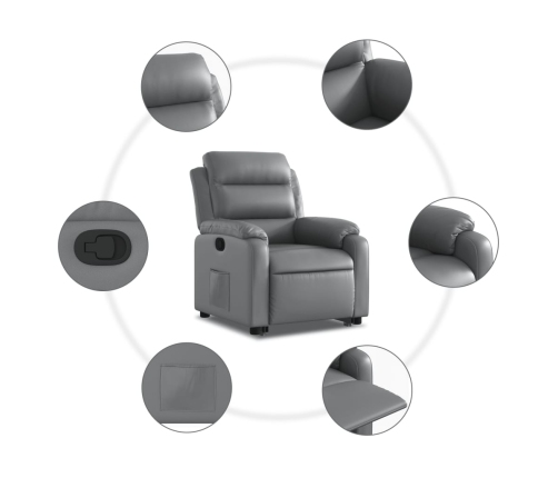 Sillón reclinable elevable cuero artificial gris