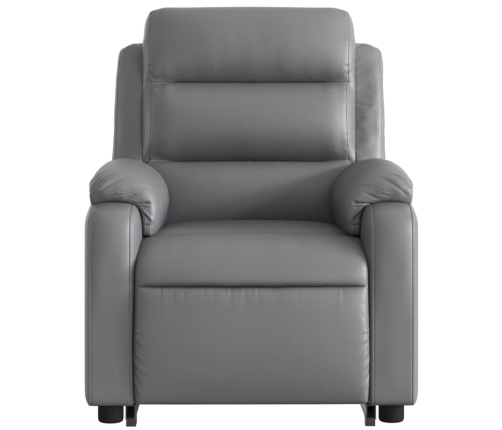 Sillón reclinable elevable cuero artificial gris