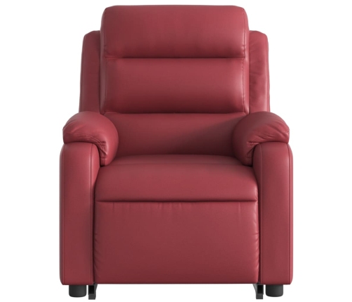 Sillón reclinable elevable cuero artificial rojo tinto