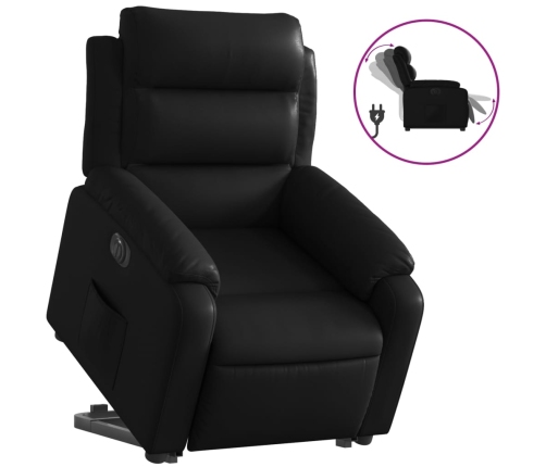 Sillón reclinable y elevable eléctrico cuero sintético negro