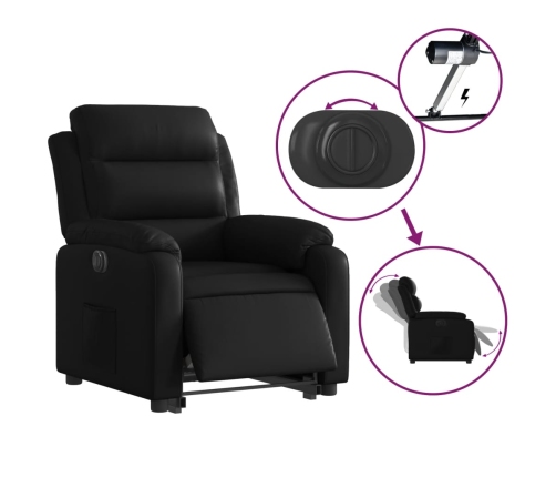 Sillón reclinable y elevable eléctrico cuero sintético negro