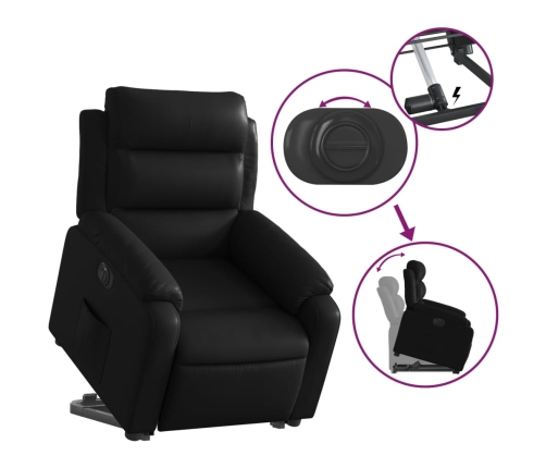 Sillón reclinable y elevable eléctrico cuero sintético negro