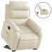 Sillón reclinable elevable eléctrico de cuero sintético crema