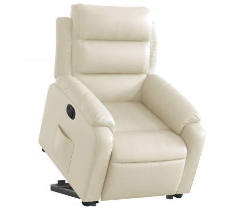 Sillón reclinable elevable eléctrico de cuero sintético crema