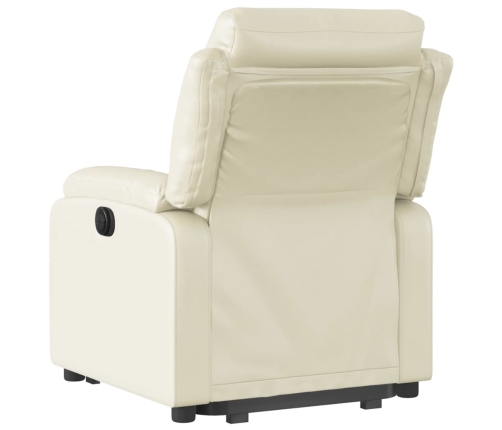 Sillón reclinable elevable eléctrico de cuero sintético crema