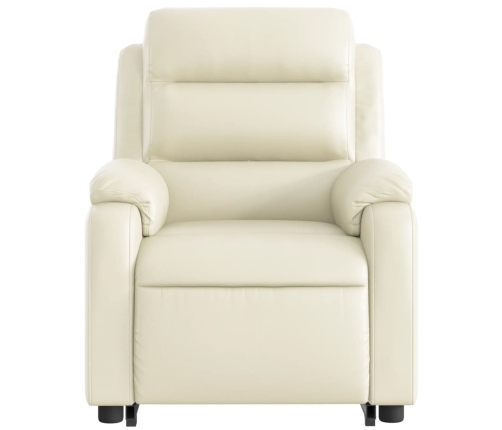 Sillón reclinable elevable eléctrico de cuero sintético crema