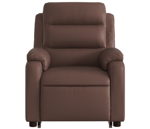 Sillón reclinable elevable eléctrico de cuero sintético marrón