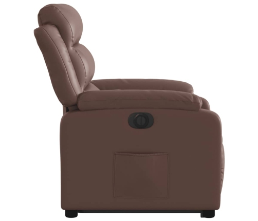 Sillón reclinable elevable eléctrico de cuero sintético marrón