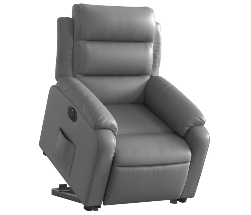 Sillón reclinable elevable eléctrico de cuero sintético gris