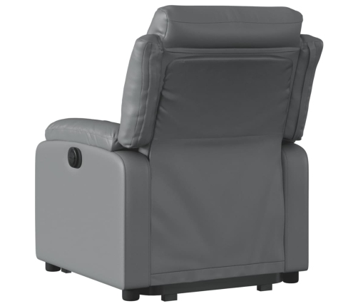 Sillón reclinable elevable eléctrico de cuero sintético gris