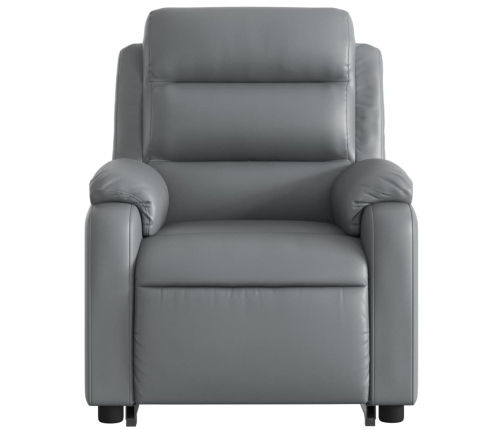 Sillón reclinable elevable eléctrico de cuero sintético gris