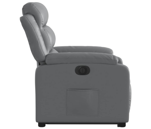 Sillón reclinable elevable eléctrico de cuero sintético gris