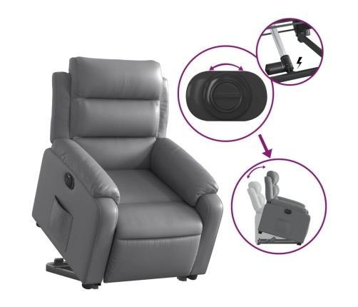 Sillón reclinable elevable eléctrico de cuero sintético gris