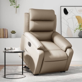 Sillón elevable eléctrico cuero artificial capuchino