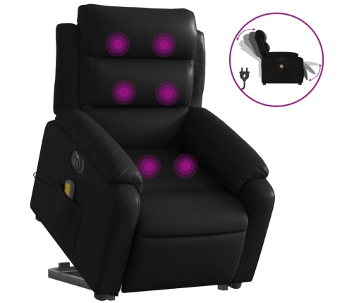 Sillón de masaje elevable eléctrico cuero sintético negro