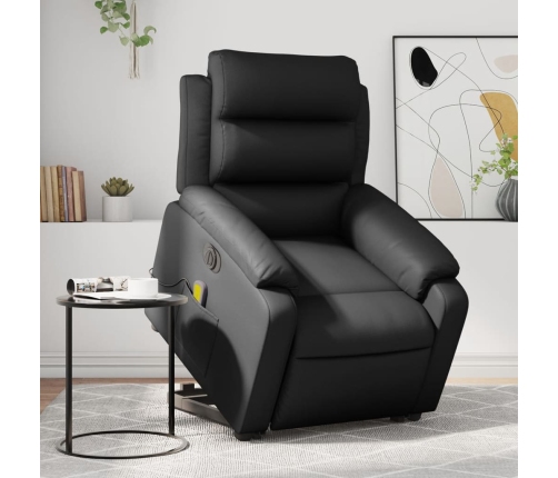 Sillón de masaje elevable eléctrico cuero sintético negro