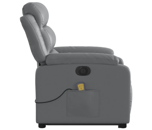 Sillón de masaje elevable eléctrico cuero sintético gris