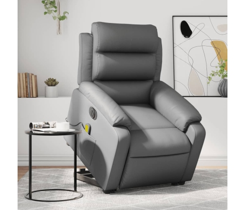 Sillón de masaje elevable eléctrico cuero sintético gris