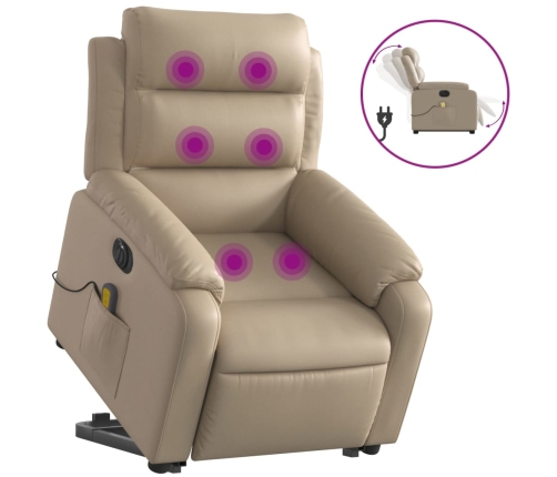 Sillón reclinable de masaje eléctrico cuero sintético capuchino