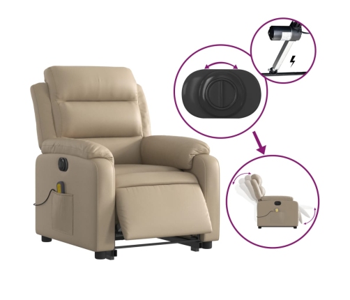 Sillón reclinable de masaje eléctrico cuero sintético capuchino