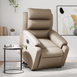 Sillón reclinable de masaje eléctrico cuero sintético capuchino