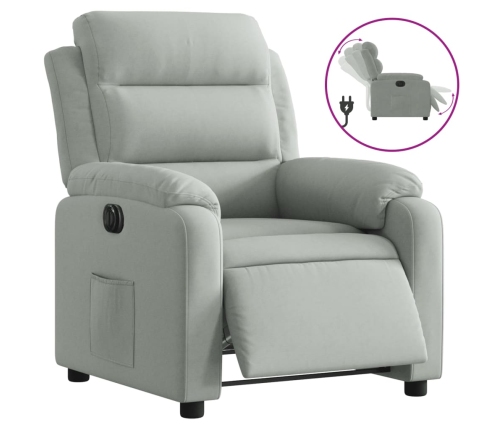 Sillón reclinable eléctrico de terciopelo gris claro