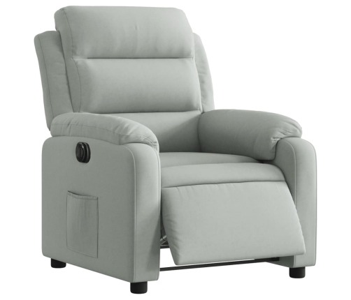 Sillón reclinable eléctrico de terciopelo gris claro