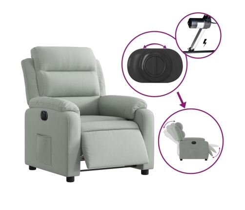 Sillón reclinable eléctrico de terciopelo gris claro