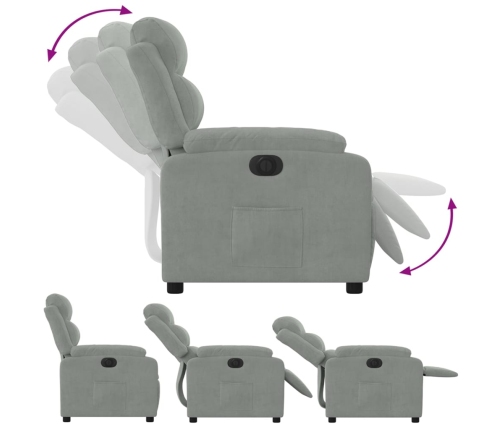 Sillón reclinable eléctrico de terciopelo gris claro