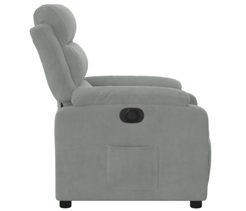 Sillón reclinable eléctrico de terciopelo gris claro