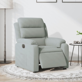 Sillón reclinable eléctrico de terciopelo gris claro