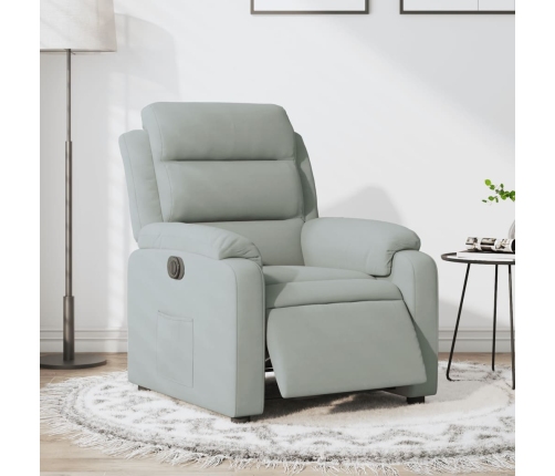 Sillón reclinable eléctrico de terciopelo gris claro