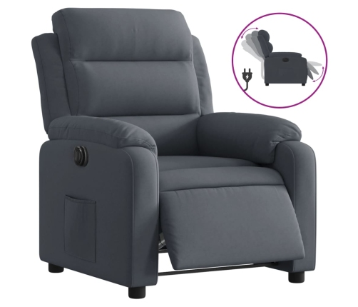 Sillón reclinable eléctrico de terciopelo gris oscuro