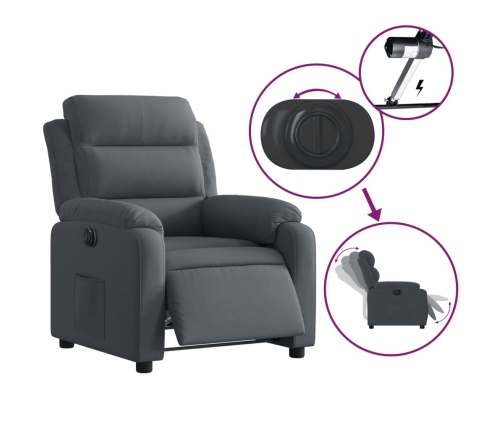 Sillón reclinable eléctrico de terciopelo gris oscuro