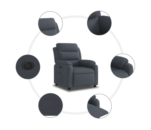 Sillón reclinable eléctrico de terciopelo gris oscuro