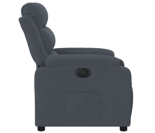 Sillón reclinable eléctrico de terciopelo gris oscuro