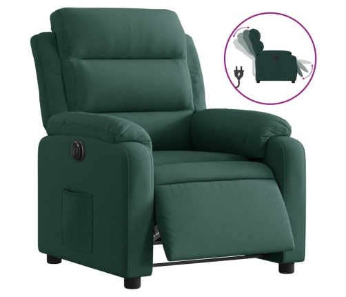 Sillón reclinable eléctrico de terciopelo verde oscuro