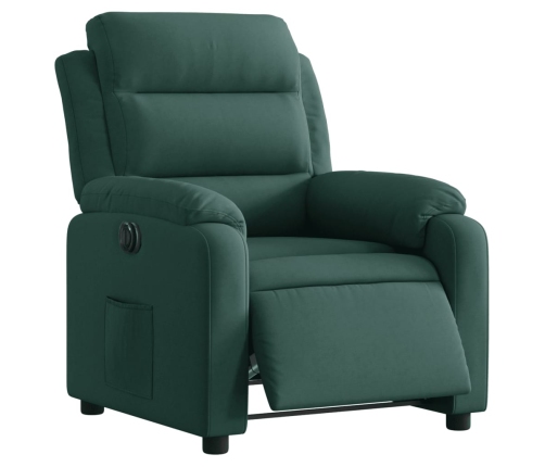 Sillón reclinable eléctrico de terciopelo verde oscuro