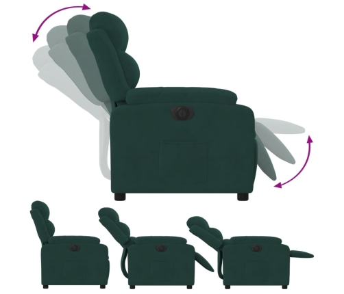 Sillón reclinable eléctrico de terciopelo verde oscuro