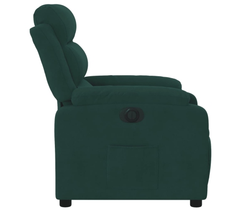 Sillón reclinable eléctrico de terciopelo verde oscuro