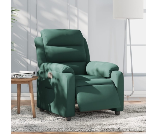 Sillón reclinable eléctrico de terciopelo verde oscuro