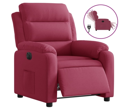 Sillón reclinable eléctrico de terciopelo rojo tinto