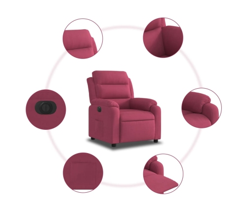 Sillón reclinable eléctrico de terciopelo rojo tinto