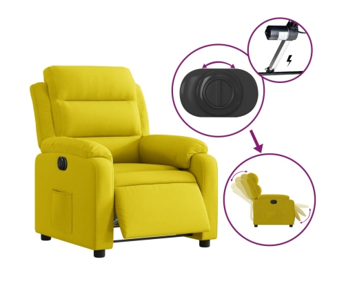 Sillón reclinable eléctrico de terciopelo amarillo