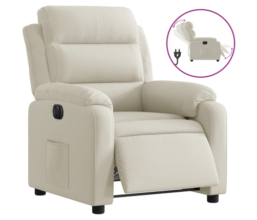 Sillón reclinable eléctrico de terciopelo blanco crema